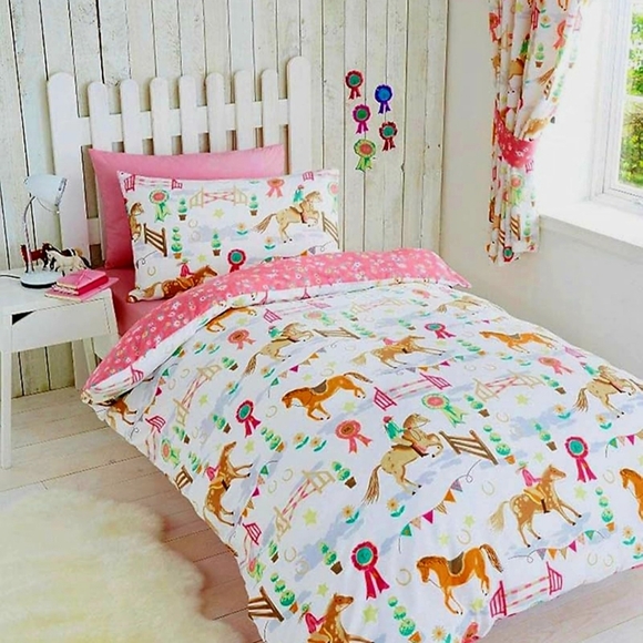 Kids Club Girls Horse Twin Size Duvet and Pillow Sham - Picture 1 of 1